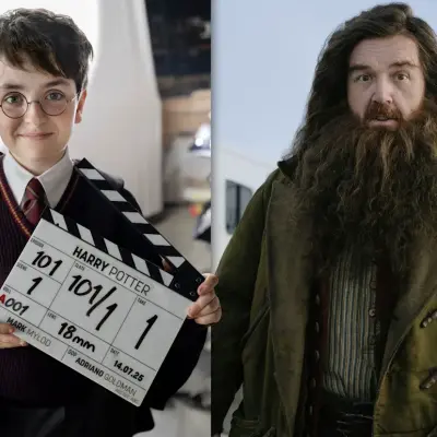 1st photos of Harry and Hagrid revealed for HBO's 'Harry Potter' series as filming begins.